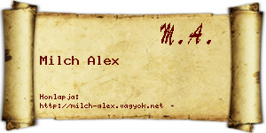 Milch Alex névjegykártya